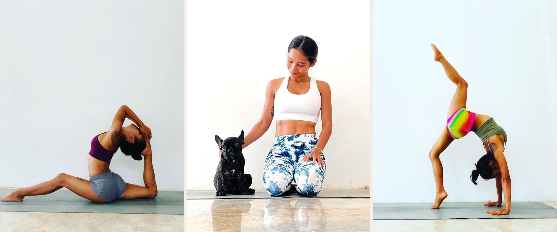 Nicha, sitting with her dog